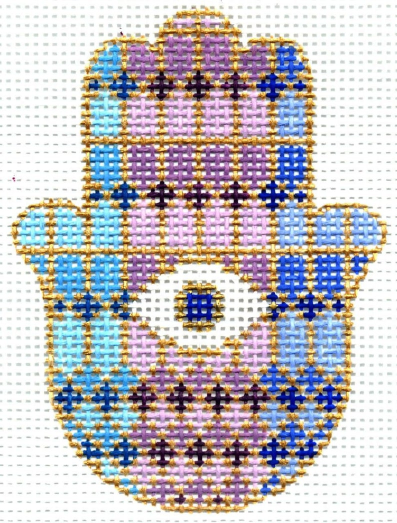 9183 Hamsa Ornament Needlepoint Canvas Handpainted 3 X Etsy