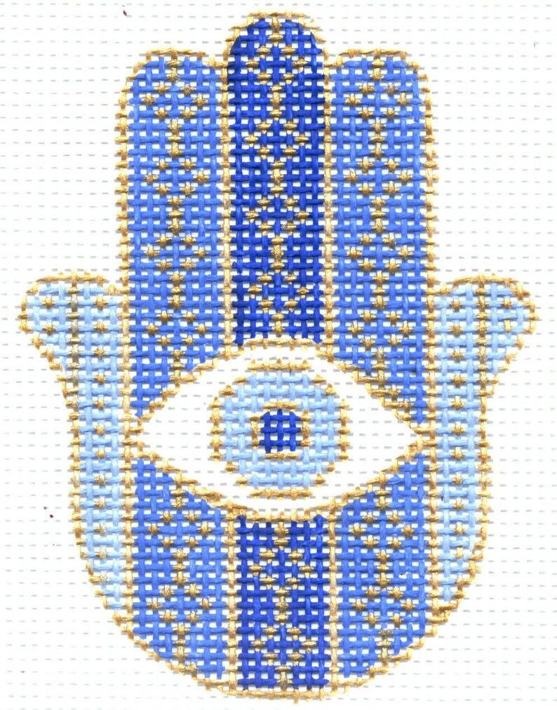 9184 Hamsa Ornament Needlepoint Canvas Handpainted 6 X Etsy