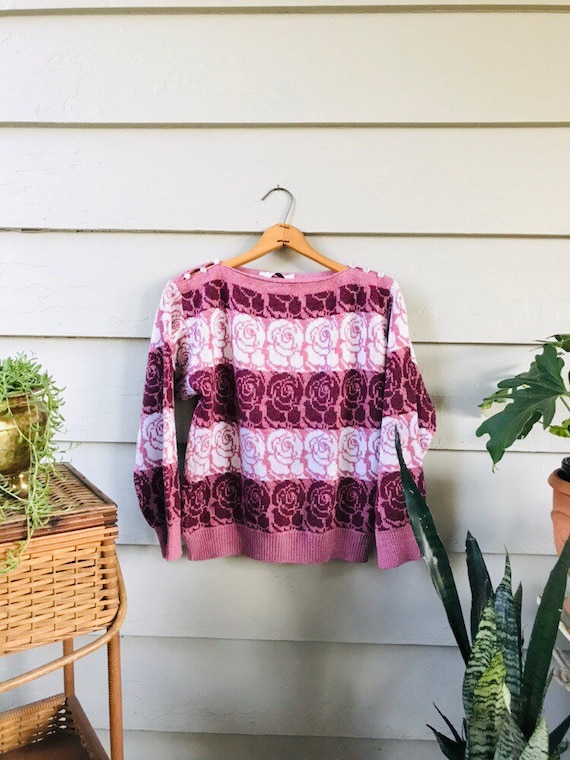 80s Rose Print Sweater