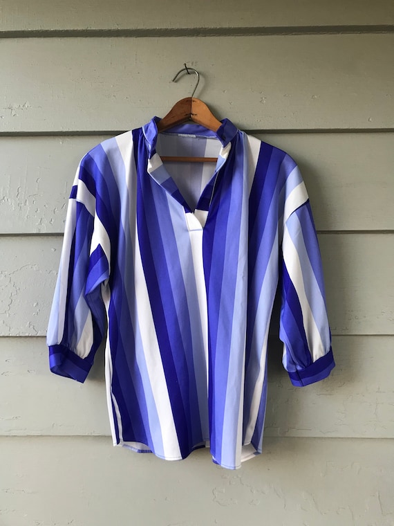 Vintage Blue Striped Blouse