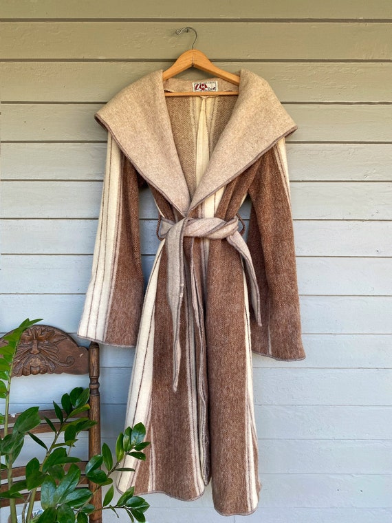 Uruguay Wool Long Coat// Vintage Wool Wraparound C