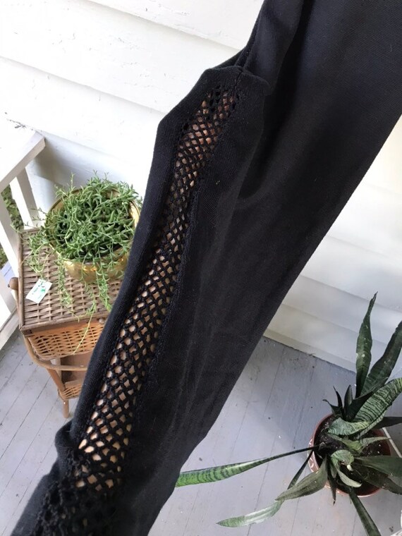 Sexy Tie Neck Cutout Bell Sleeve Split See Through Crochet Knit Maxi Dress main image 1