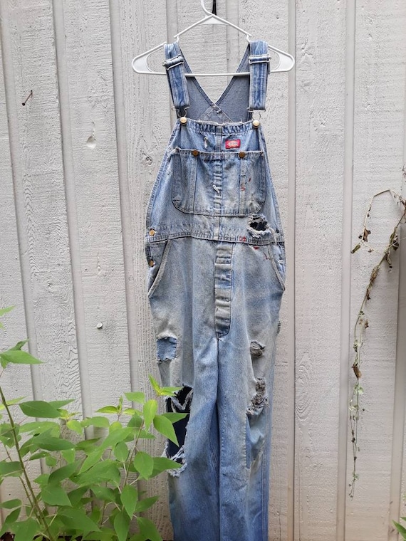 Unisex Destroyed Dickies Carpenter Overalls Size