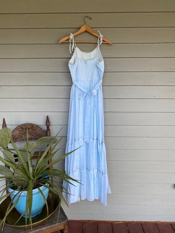 70s Candi Jones Maxi dress// vintage baby blue dr… - image 2