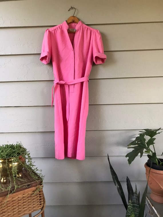 Vintage belted pink dress