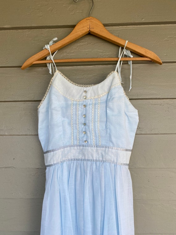 70s Candi Jones Maxi dress// vintage baby blue dr… - image 4