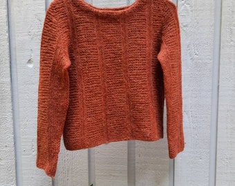 Earthy Rust Colored Handmade Wool Blend Sweater