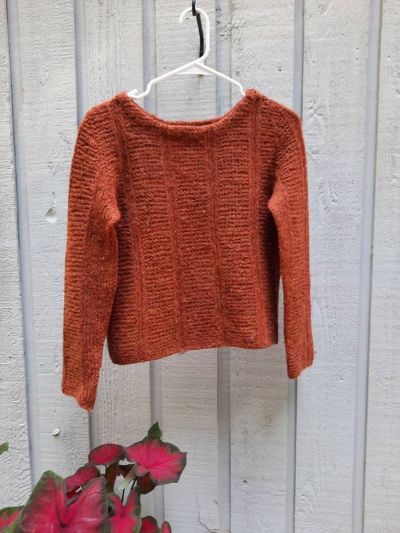 Earthy Rust Colored Handmade Wool Blend Sweater