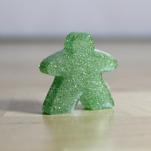 Sparkle Green Meeple - One of a Kind - Resin art, hand made boardgame pieces