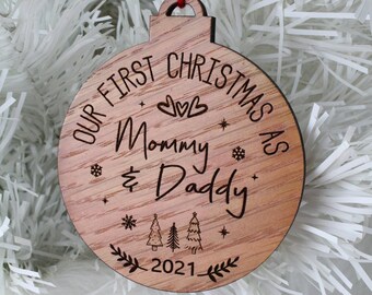 Our First Christmas Ornament - Keepsake - Personalized Gift  - Customized Holiday Memento