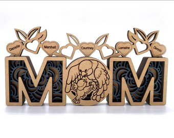 Bird MOM - Personalized Wooden Mothers Day Gift - Mom - Layered Wood - Robbin Mom