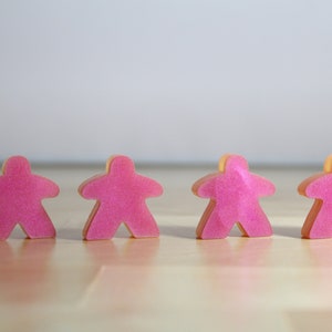 Two Tone Pink/Red Meeples - Set of 4 (one of a kind) - Resin art, hand made boardgame pieces