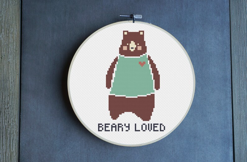 Beary Loved Cute Cross Stitch Pattern