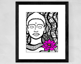 Buddha wall art, Mindfulness wall art, Meditation decor, Mindfulness gifts, Christmas gifts for coworkers, Black artists, Buddhist art