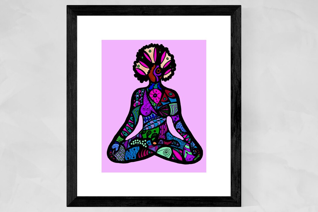 Yoga Studio Decor, Afro Art, Black Yoga Art, Black Girl Yoga, Yoga Art