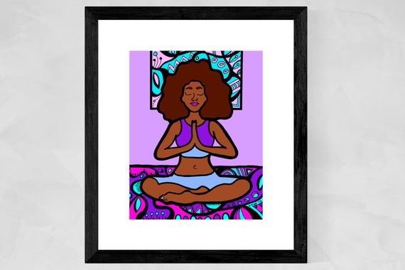 African American art prints, yoga gifts for women, Black girl art print, meditation decor, Black yoga poster, Christmas gift for mom, best