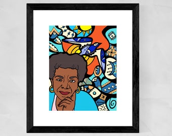 Ich weiß, warum der Käfigvogel singt, Maya Angelou Kunst, Afroamerikanische Kunst, Feministische Kunst, Bürgerrechte Kunst, Weihnachtsgeschenke