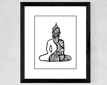 Meditating Buddha wall art, Meditation decor, Buddhist wall art, Mindfulness gifts, Bodhisattva print, Christmas gifts for yoga teacher