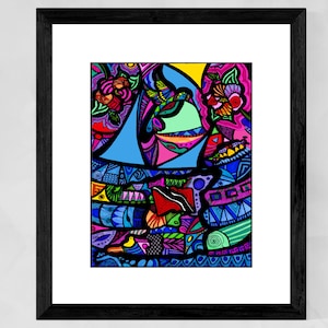 Trinidad and Tobago Art, Caribbean Wall Art,  Humming Birds, Caribbean Art Print, Tropical Art, Christmas gifts for grandma