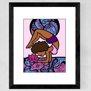 Black woman yoga wall art, Yoga wall decor, African American art, Yoga pose, Black yogi, Gift for yoga lover, Christmas gifts for black moms