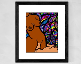 Black lesbian art, Romantic art, Black queer art, Lesbian wall art, African American art, Lesbian anniversary gifts, Lesbian Christmas gifts