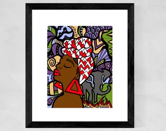 Delta Sigma art, Black woman art, African American art, Art for black women, Gifts for African American women, Christmas gifts