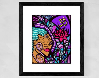 Meditation wall art, Om Symbol, Mindfulness art, African Buddhist art, African American art, Spiritual Christmas gifts, Afrocentric gifts