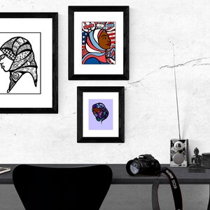 Hijab art, Muslim wall art, Black Muslim woman portrait, Black artists, Christmas gifts for Muslim woman, Muslim Wedding Gift, Islamic decor image 4