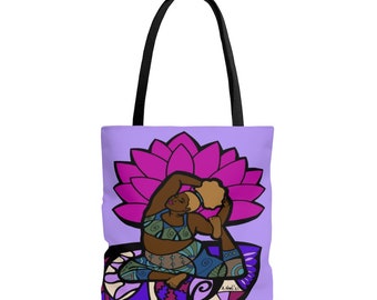 Yoga Bags, Tote bag black women, Large tote bag, Yoga mat bag, Yoga gifts for her, African American tote bags, Christmas gifts for mom
