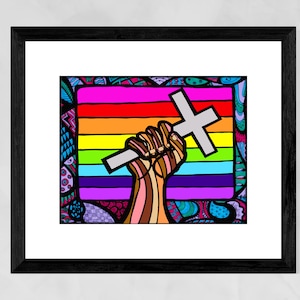 Christian wall art, Religious art, Queer art print, Christian gifts, Crucifix wall decor, Christian art, African American art, Black art