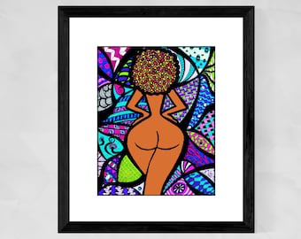 Decorazione artistica della parete della donna afro, arte afroamericana, poster della donna nera, ritratto della donna nera, Black Girls Rock, regali di Natale per le donne nere