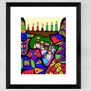 Kwanzaa Dekorationen, Kwanzaa Art, Afroamerikanische Kunstdrucke, Kwanzaa Holiday Decor, Kwanzaa Geschenkideen, Kwanzaa kinara, Schwarze Künstler