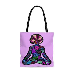 African American yoga tote bag, Black woman afro tote bag, African American tote bags, Christmas gifts for black women, Gifts for her