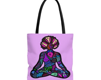 African American yoga tote bag, Black woman afro tote bag, African American tote bags, Christmas gifts for black women, Gifts for her