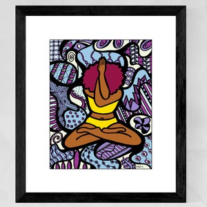 Black girl yoga art prints, African American Art, Yoga wall art, Yoga gifts for Black women, Christmas gift for mom