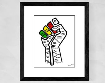 Protest Art, Revolution Wall Art, Black Lives Matter Artwork, Afro-Amerikaanse kunst, Politieke kunst prints, Mensenrechten, Anti-Racisme Artwork