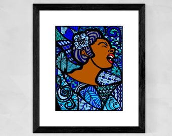 Billie Holiday Print, Jazz musician art, African American art prints, Jazz poster, Harlem Renaissance art, Music art for, Christmas gifts