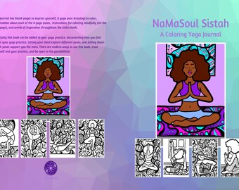 African American coloring book, journal, yoga gifts for black women, coloring books for adults, Afrocentric gifts, Yoga journal