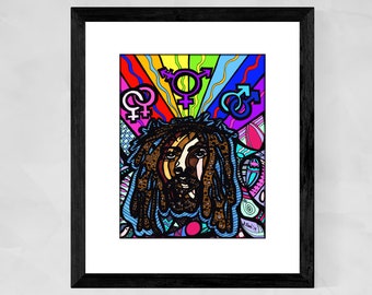 Black Jesus art print, Black religious wall art, Progressive Christian art, Queer art, Christian gifts, Gifts for pastor