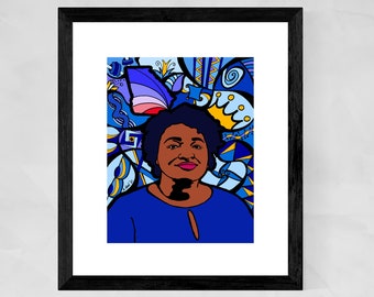Stacy Abrams, African American art, Feminist art, Civil rights, Black history, Protest art, Classroom poster, Afrocentric gifts