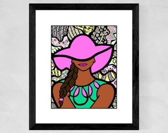 Alpha Kappa inspired art, Pink and green art, African American art, Black women art print, Gifts for black women, Christmas gifts