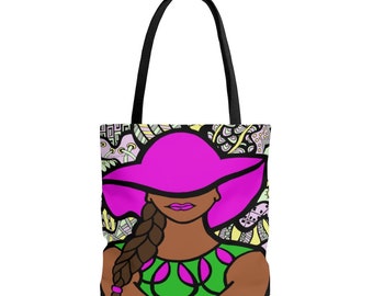 Black woman canvas tote bag,  Alpha Kap Alph tote bag, African American tote bags, Alpha Kap Alph gifts, Christmas gifts for black women