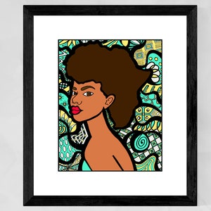 Black Woman Art, African American art prints, Art for black women, African woman, Black girl art print, Afro woman, Christmas gifts for mom image 1