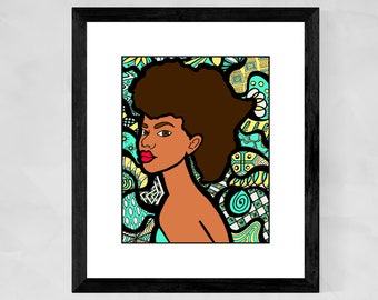 Black Woman Art, African American art prints, Art for black women, African woman, Black girl art print, Afro woman, Christmas gifts for mom