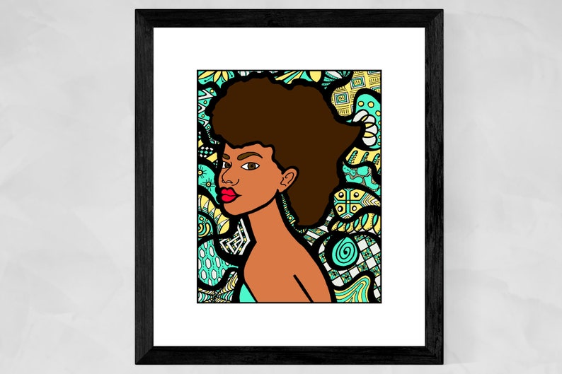 Black Woman Art, African American art prints, Art for black women, African woman, Black girl art print, Afro woman, Christmas gifts for mom image 1