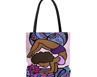 Yoga tote bag, Yoga gifts, African American tote bags, Black yogis, Christmas gifts for black women, Gifts for her, Black girl yoga