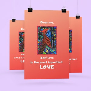 Inspirational poster for women, Positive affirmations, Self love art for girls, Dorm wall art orange, Christmas gifts for teen girls