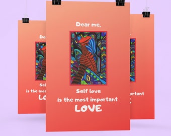 Inspirational poster for women, Positive affirmations, Self love art for girls, Dorm wall art orange, Christmas gifts for teen girls