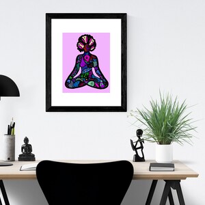 African American Art Prints, Yoga art prints, Black Yogi, Yoga Wall Art, Afro woman art, Christmas gift for her, Yoga gifts image 2