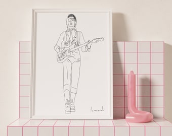 Original Drawing, David Bowie, Ziggy Stardust, Printable Line Drawing, Print Poster, Minimalist Art, Minimal Fine Decor